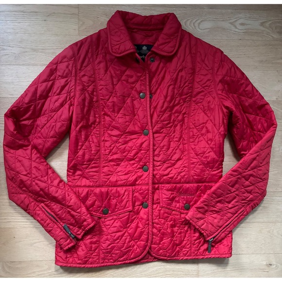 Barbour Flyweight Cavalry Quilted Jacket Red Snap Button Zip Tailor Women US 4 - Picture 5 of 10